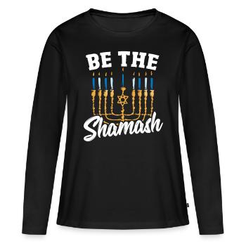 Fête des Lumières Huit Nuits et Jours Menorah - T-shirt manches longues Premium bio Femme - noir - Devant - Julia (174cm)