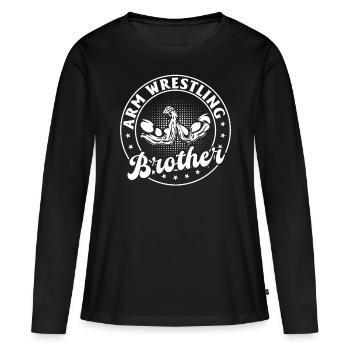 Bras de fer Frère Bras de fer Bras de fer Br - T-shirt manches longues Premium bio Femme - noir - Devant - Julia (174cm)
