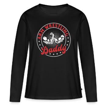 Bras de fer Papa Bras de fer Bras de fer Papa - T-shirt manches longues Premium bio Femme - noir - Devant - Julia (174cm)
