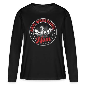 Bras de fer Maman Bras de fer Bras de fer Mama - T-shirt manches longues Premium bio Femme - noir - Devant - Julia (174cm)