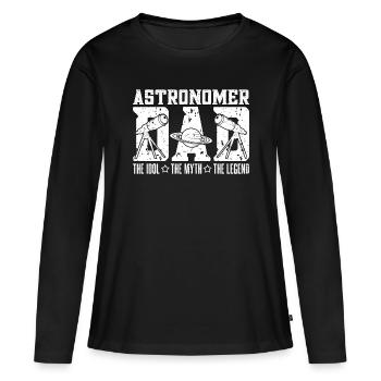 Astronome Papa L’Idole Le Mythe L’Astrophysique - T-shirt manches longues Premium bio Femme - noir - Devant - Julia (174cm)