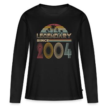 20. Geburtstag Jahrgang 2004 Legendary Since 2004 - Frauen Premium Bio Langarmshirt - Schwarz - Vorne - Julia (174cm)