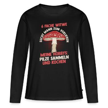 Pilz Pilze Pilzjäger Pilzsammler - Frauen Premium Bio Langarmshirt - Schwarz - Vorne - Julia (174cm)