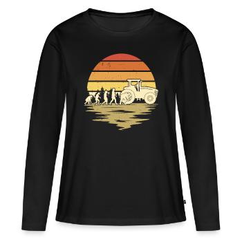 Évolution de la mécanique de machinerie agricole - T-shirt manches longues Premium bio Femme - noir - Devant - Julia (174cm)