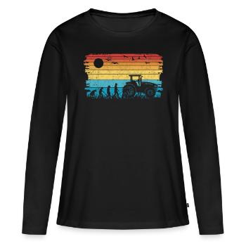 Évolution de la mécanique de machinerie agricole - T-shirt manches longues Premium bio Femme - noir - Devant - Julia (174cm)