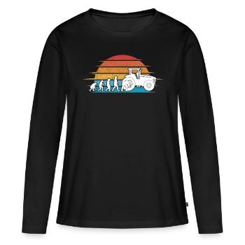 Évolution de la mécanique de machinerie agricole - T-shirt manches longues Premium bio Femme - noir - Devant - Julia (174cm)