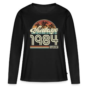 40e anniversaire Millésime 1984 Classique 1984 - T-shirt manches longues Premium bio Femme - noir - Devant - Julia (174cm)