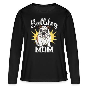 Maman bouledogue - T-shirt manches longues Premium bio Femme - noir - Devant - Julia (174cm)
