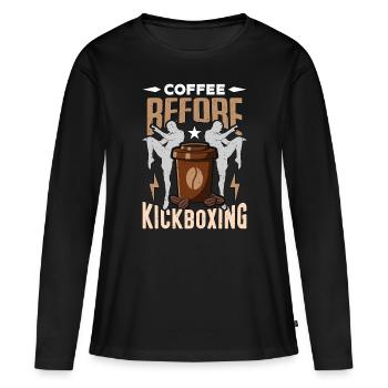 Kickboxer Coffee Avant Amateur de café de boxe thaïlandaise - T-shirt manches longues Premium bio Femme - noir - Devant - Julia (174cm)