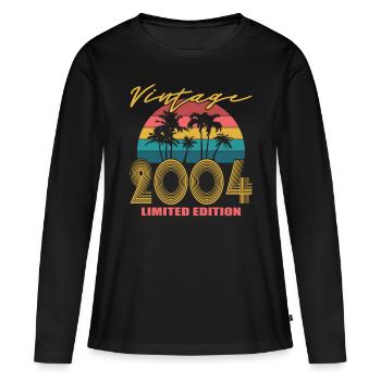 20. Geburtstag Jahrgang 2004 Vintage 2004 - Frauen Premium Bio Langarmshirt - Schwarz - Vorne - Julia (174cm)