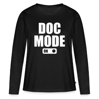 Doc Mode On - Médecin urgentiste d’humour médical - T-shirt manches longues Premium bio Femme - noir - Devant - Julia (174cm)