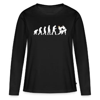 Judoka Taekwondo Karate Aikido Ju-Jutsu Evolution - Frauen Premium Bio Langarmshirt - Schwarz - Vorne - Julia (174cm)
