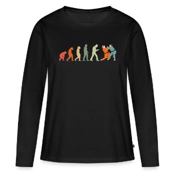 Judoka Taekwondo Karate Aikido Ju-Jutsu Evolution - Frauen Premium Bio Langarmshirt - Schwarz - Vorne - Julia (174cm)