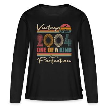 20. Geburtstag Jahrgang 2004 Vintage 2004 - Frauen Premium Bio Langarmshirt - Schwarz - Vorne - Julia (174cm)