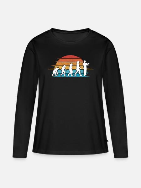 Querflöte Evolution Flöte Flötist - Frauen Premium Bio Langarmshirt - Schwarz