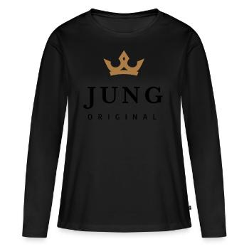 Jung - Frauen Premium Bio Langarmshirt - Schwarz - Vorne - Julia (174cm)