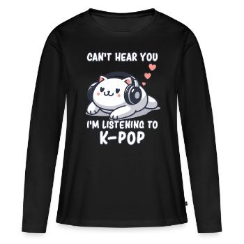 K-Pop KPop Korean Music Cat - Women's Premium Organic Long Sleeve Shirt - black - Front - Julia (174cm)