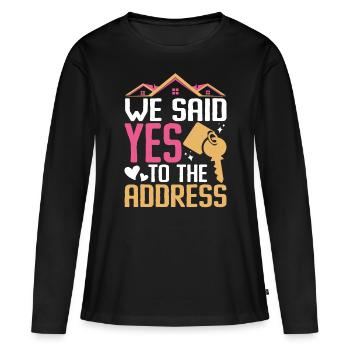 Nous avons dit oui à l’adresse - T-shirt manches longues Premium bio Femme - noir - Devant - Julia (174cm)