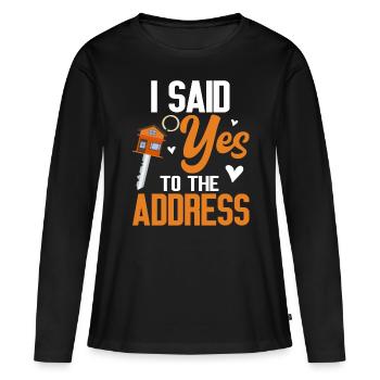 J’ai dit oui à l’adresse - T-shirt manches longues Premium bio Femme - noir - Devant - Julia (174cm)