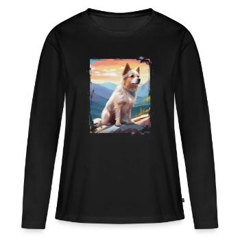 Wanderung mit meinem Vierbeiner Hund - Frauen Premium Bio Langarmshirt - Schwarz - Vorne - Julia (174cm)