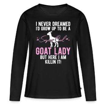 Chèvre maman cadeau chèvre chèvre titulaire en disant - T-shirt manches longues Premium bio Femme - noir - Devant - Julia (174cm)