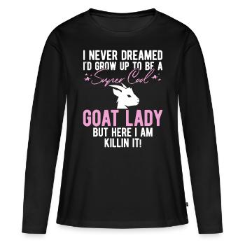 Chèvre maman chèvre cadeau chèvre amant dire - T-shirt manches longues Premium bio Femme - noir - Devant - Julia (174cm)