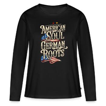 Âme américaine Racines allemandes Allemagne Amérique - T-shirt manches longues Premium bio Femme - noir - Devant - Julia (174cm)