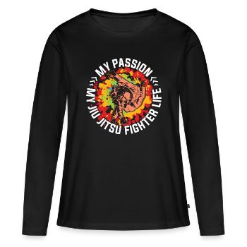 Jiu Jitsu Fighter Ma Passion Mes Arts Martiaux Mixtes - T-shirt manches longues Premium bio Femme - noir - Devant - Julia (174cm)