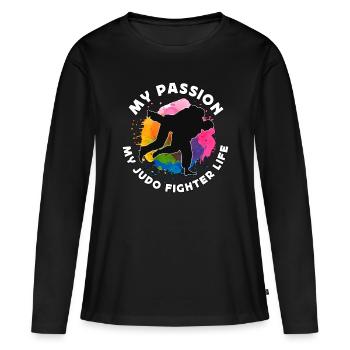 Judo Combattant Ma Passion Mon Judo Art Martial Judoka - T-shirt manches longues Premium bio Femme - noir - Devant - Julia (174cm)