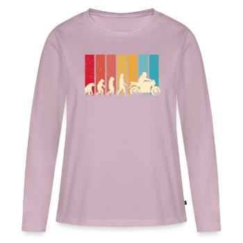 Motorradfahrer Evolution Motorrad Biker - Frauen Premium Bio Langarmshirt - Altrosa - Vorne - Julia (174cm)