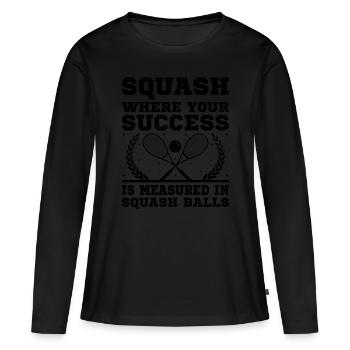 Joueur de squash Joueur de squash Joueur de tennis Raquetball Spor - T-shirt manches longues Premium bio Femme - noir - Devant - Julia (174cm)