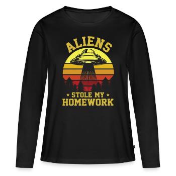 Back to School, Back to School, Alien, Student School - Women's Premium Organic Long Sleeve Shirt - black - Front - Julia (174cm)