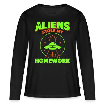 Back to School, Back to School, Alien, Student School - Women's Premium Organic Long Sleeve Shirt - black - Front - Julia (174cm)