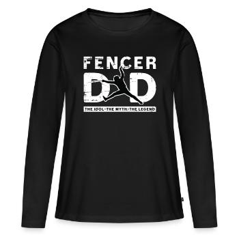 Papa escrimeur L’idole Le mythe Le combattant à l’épée - T-shirt manches longues Premium bio Femme - noir - Devant - Julia (174cm)