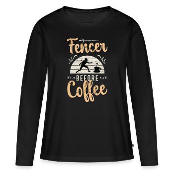 Escrimeur Avant Le Café Épée Combattant Amateur De Café - T-shirt manches longues Premium bio Femme - noir - Devant - Julia (174cm)