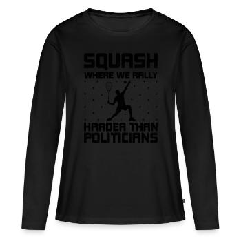 Joueur de squash Joueur de squash Joueur de tennis Raquetball Spor - T-shirt manches longues Premium bio Femme - noir - Devant - Julia (174cm)