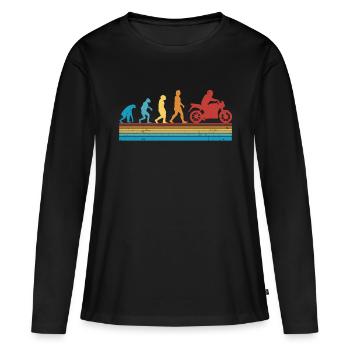 Motorradfahrer Evolution Motorrad Biker - Frauen Premium Bio Langarmshirt - Schwarz - Vorne - Julia (174cm)