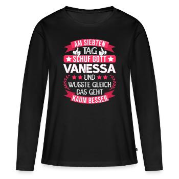Vanessa Name Vorname Namenstag Namensgeschenk - Frauen Premium Bio Langarmshirt - Schwarz - Vorne - Julia (174cm)
