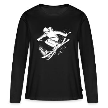 Saut à ski, Ski, Piste, Ski, Vacances, plaisir - T-shirt manches longues Premium bio Femme - noir - Devant - Julia (174cm)