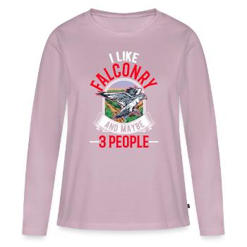 Faucon Fauconnerie Crécerelle - T-shirt manches longues Premium bio Femme - rose poudré - Devant - Julia (174cm)