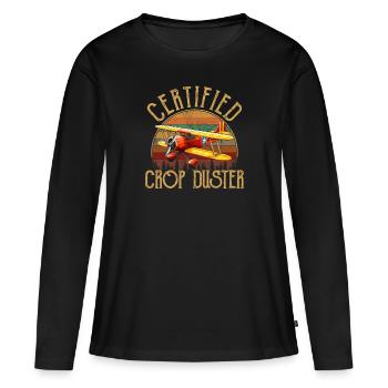 Dépoussiéreur certifié - T-shirt manches longues Premium bio Femme - noir - Devant - Julia (174cm)