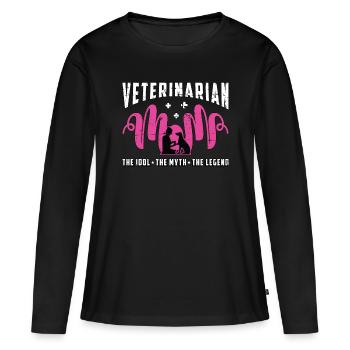 Maman vétérinaire L’idole Le mythe Le vétérinaire - T-shirt manches longues Premium bio Femme - noir - Devant - Julia (174cm)