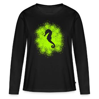 Hippocampe - T-shirt manches longues Premium bio Femme - noir - Devant - Julia (174cm)