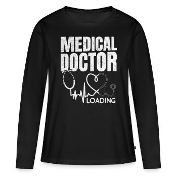 Médecin Chargement - Médecine Étudiant en Médecine - T-shirt manches longues Premium bio Femme - noir - Devant - Julia (174cm)