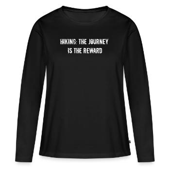 Wandern - Randonnée : le voyage est la récompense - T-shirt manches longues Premium bio Femme - noir - Devant - Julia (174cm)