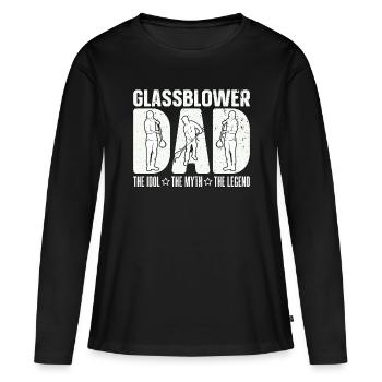 Souffleur de verre Papa L’idole Le mythe Le verrier - T-shirt manches longues Premium bio Femme - noir - Devant - Julia (174cm)