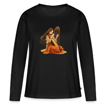 Harp playing - Frauen Premium Bio Langarmshirt - Schwarz - Vorne - Julia (174cm)