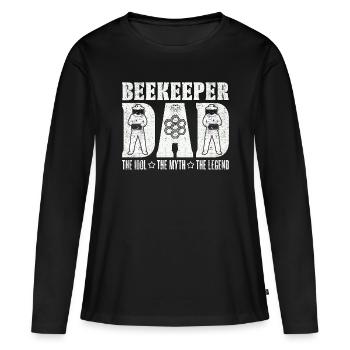 Papa apiculteur L’idole Le mythe L’apiculteur - T-shirt manches longues Premium bio Femme - noir - Devant - Julia (174cm)