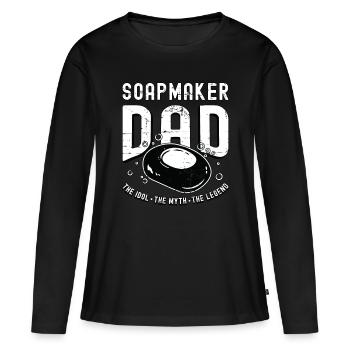 Papa savonnier L’idole Le mythe La saponification - T-shirt manches longues Premium bio Femme - noir - Devant - Julia (174cm)