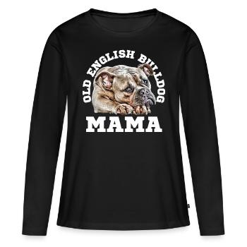 VIEUX BOULEDOGUE ANGLAIS MAMAN Chien Chiens Bouledogue - T-shirt manches longues Premium bio Femme - noir - Devant - Julia (174cm)